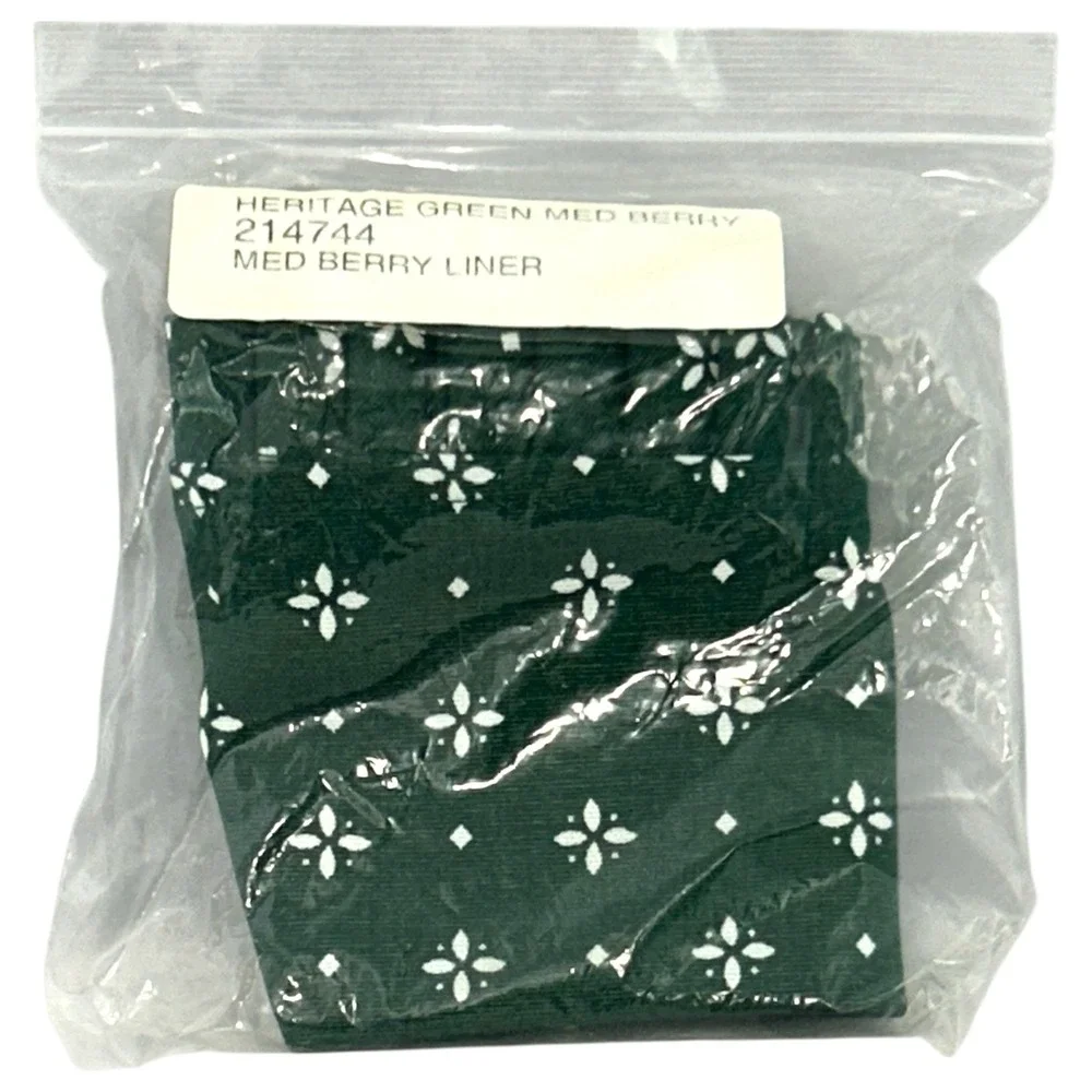 Longaberger Heritage Green Medium Berry Basket Liner Medium Green Floral 214744
